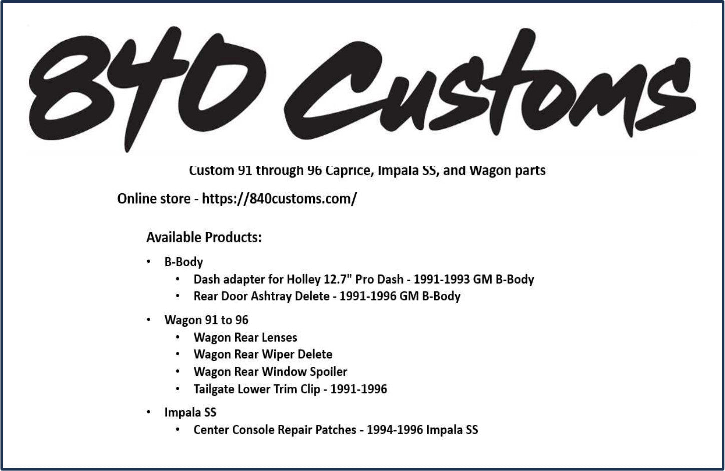 840 Customs — ISSCA 2026 Nationals marketing partner